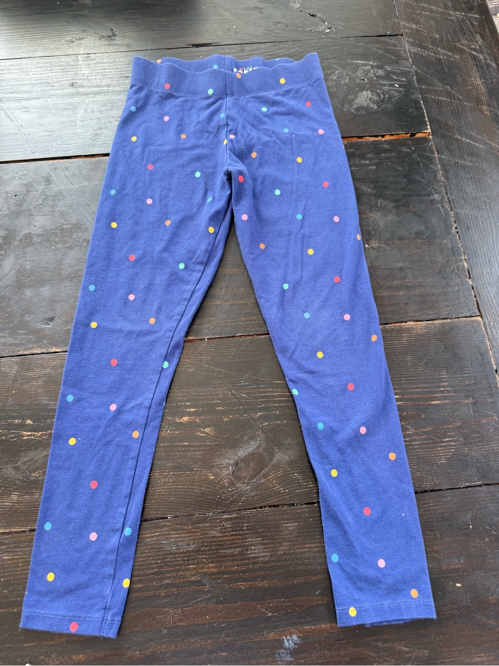 Mini Boden Navy Leggings with Multicolor Polka Dots